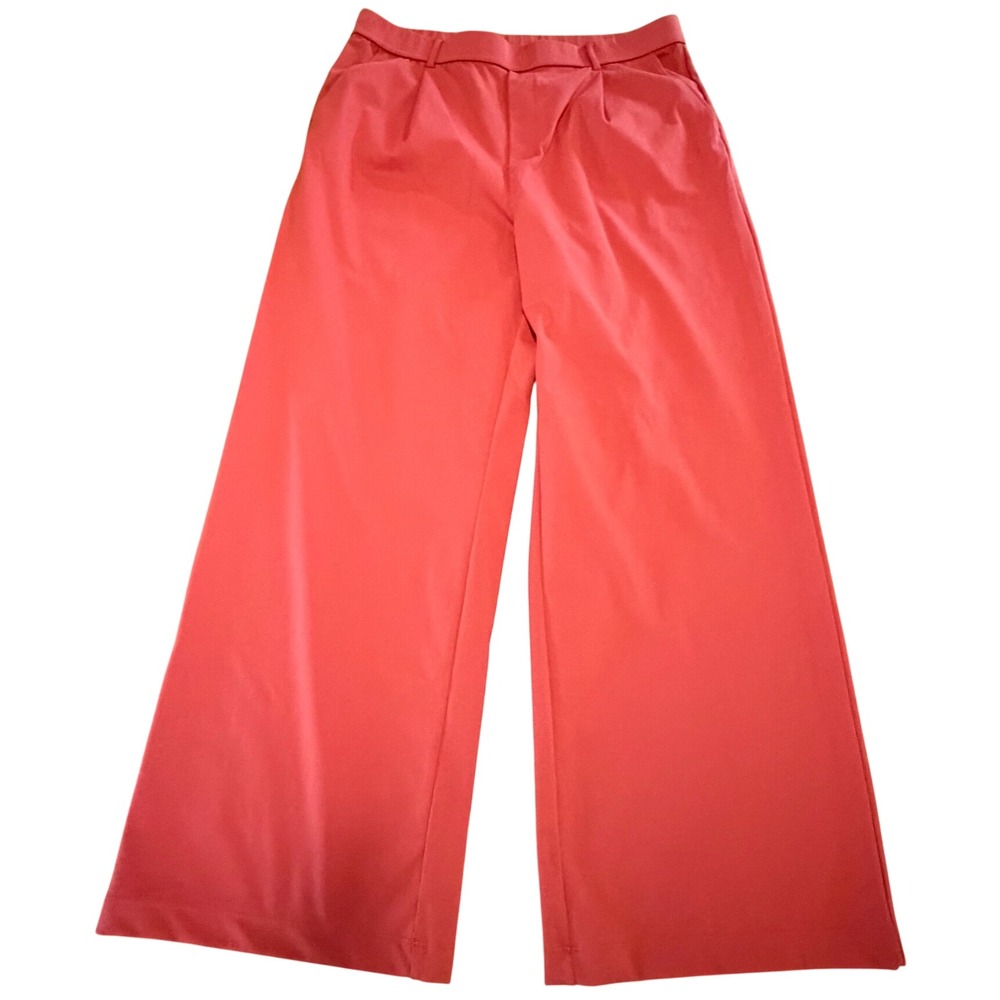 Halara XL Red Orange High Waisted Wide Leg Pleated Trousers Flowy Dress